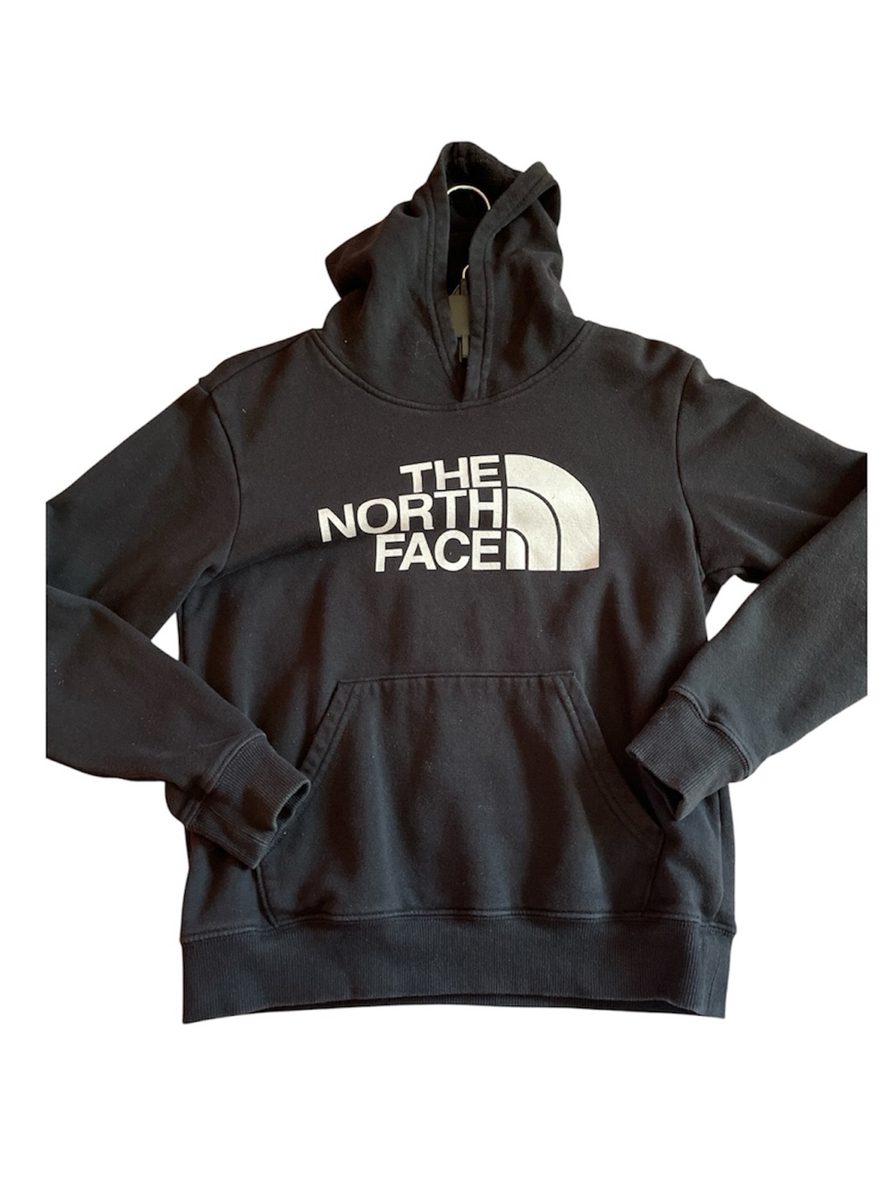 The North Face Black Crewneck Hoodie with White Logo - Kids